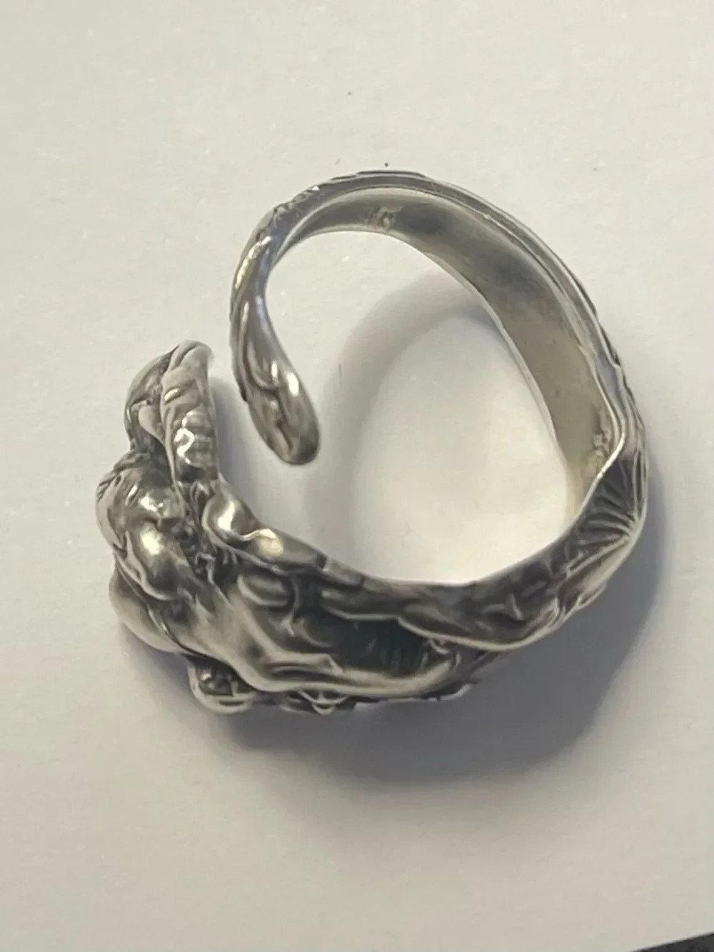 Size 7.5 - Spoon Ring Sterling Silver Beautiful Mother & Child Wrap Ring
